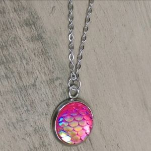 ‼️2/$18‼️ Pink Mermaid Scales Charm Necklace